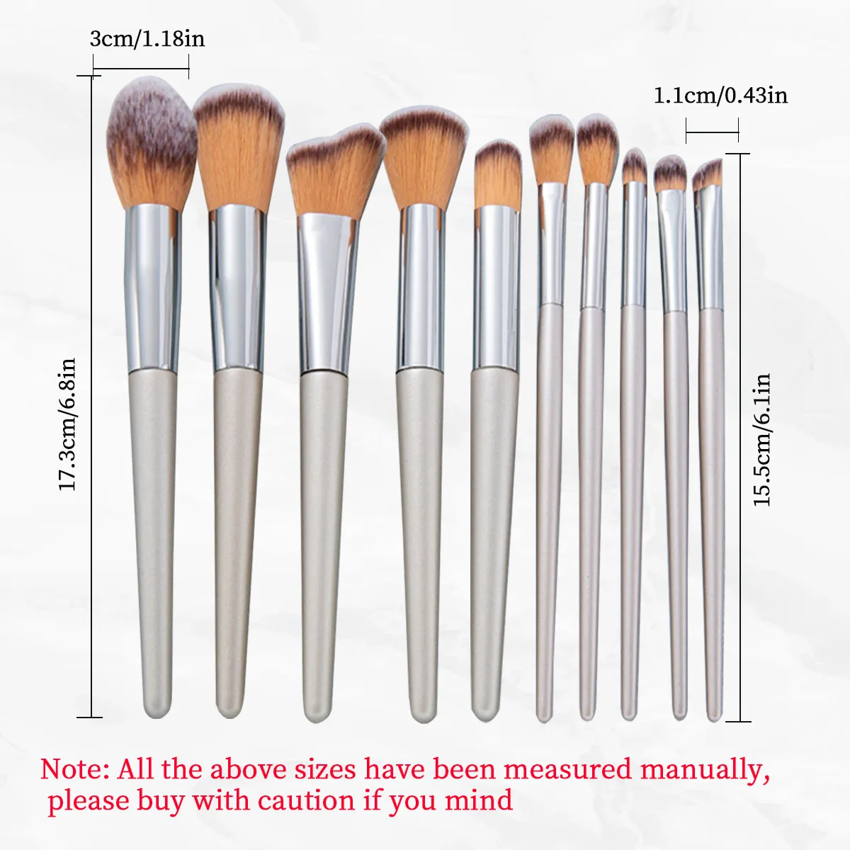 10-Piece Makeup Brush Set Professional Grade Including Foundation Loose Powder Blush Concealer and Eye Shad makeup brushes
