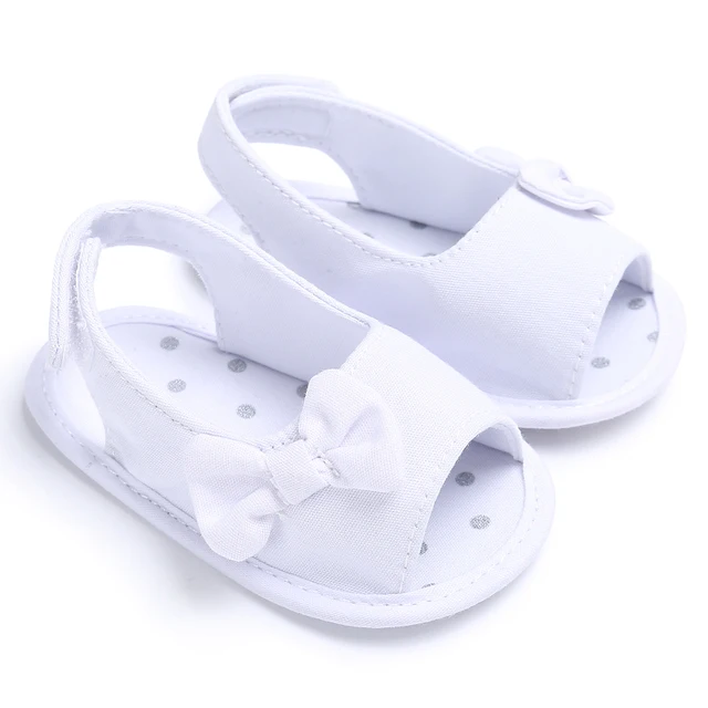 Newborn Toddler Shoes Baby Soft Soled Sandals Lace Soft Soled Shoes Beach Shoes Slippers Non Slip Sandals 0-18M First Walkers 689 white