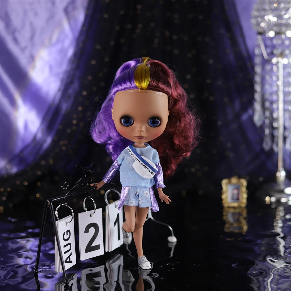 ICY DBS Blyth doll black skin matte face nude doll and set joint body gift for boy girl reborn doll