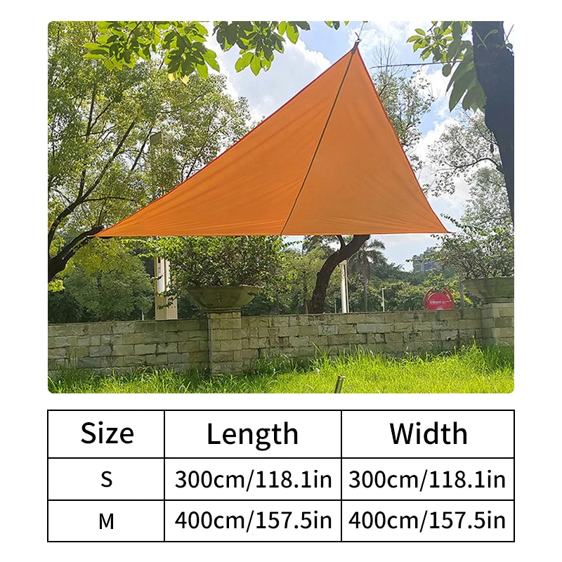 4x4x4m Outdoor Shade Membrane Triangle Sun Shade Sail Tent Beach Camping Shelters Awning Camping Tents Shade Cloth with Buckle