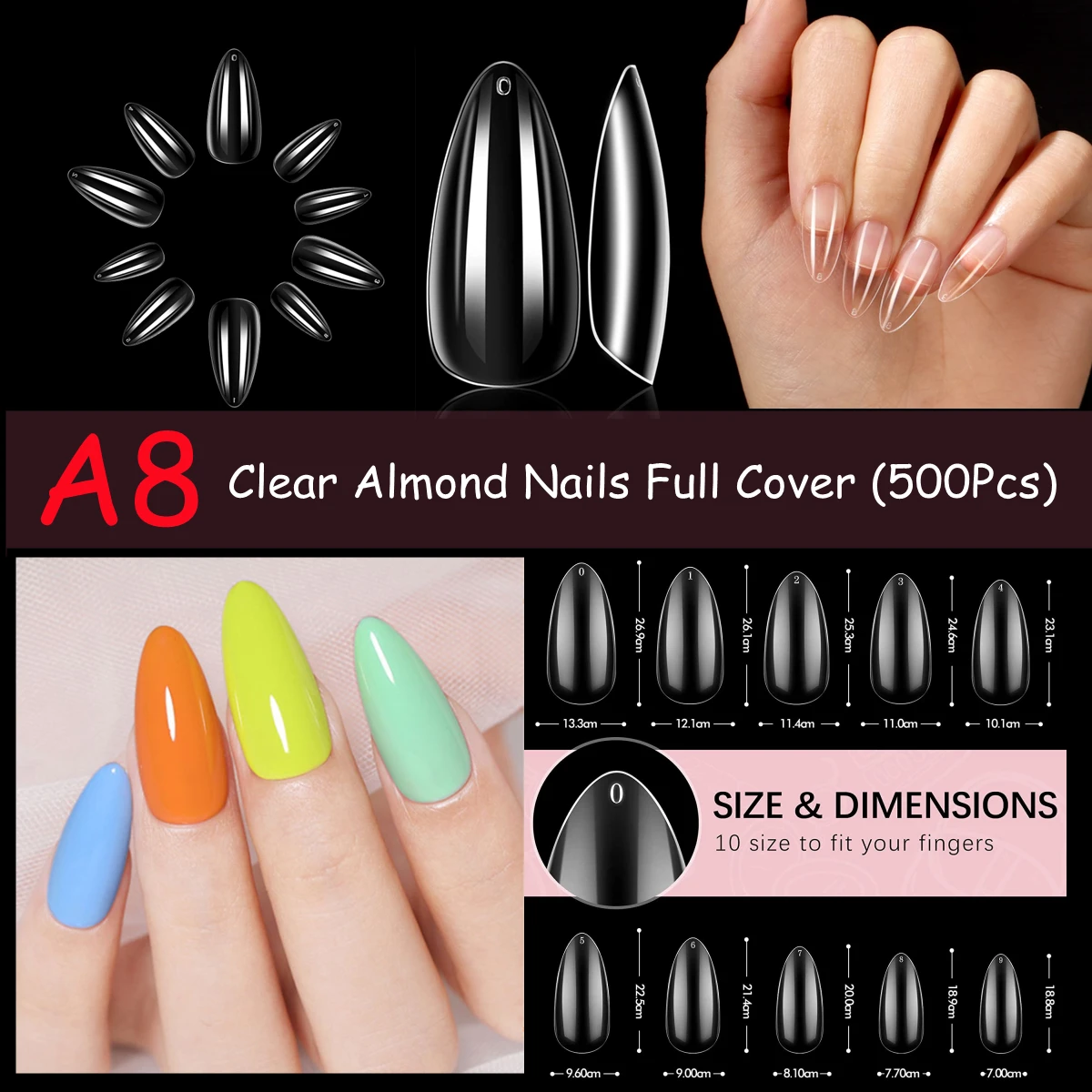 A8 Almond Nails
