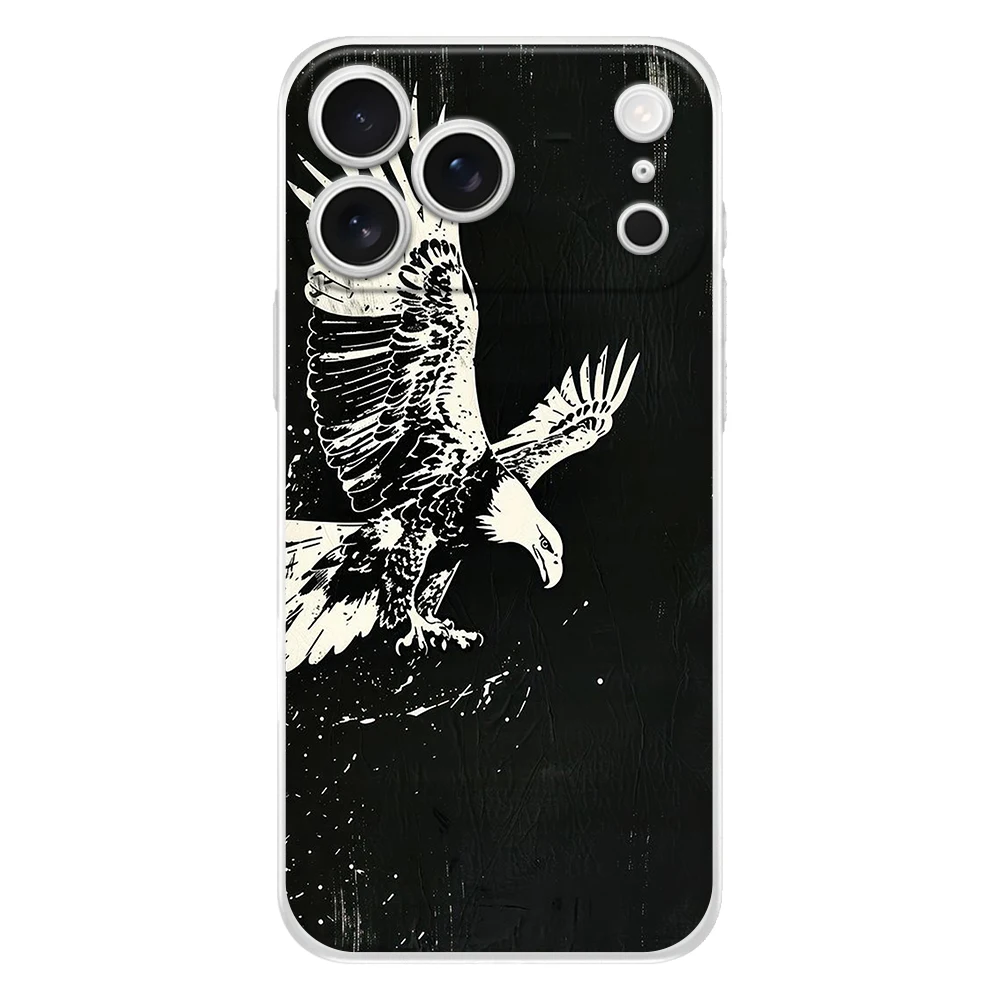 Clear Soft Case with Black Eagle Design and Fullback Protection