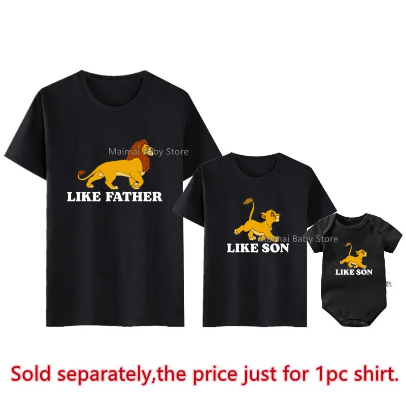 New Disney The Lion King Shirts Like Father Like Son Family Matching Outfits Cotton Daddy and Me Simba Mufasa Tshirt Dad Gifts 2