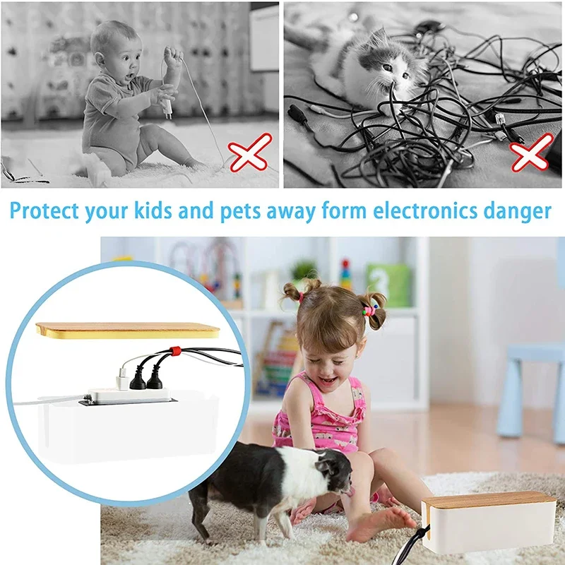 케이블 보관함 전원 스트립 케이스 나무 전력선 와이어 관리 주최자 방진 충전기 소켓 네트워크 라인 보관함