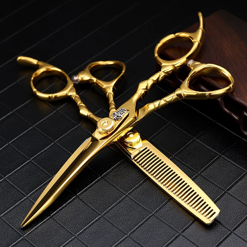 

Professional 6 Inch Barber Shop 9Cr Gold Hair Scissor 25-30% V-tooth Thinning Scissors Cutting Clipper Haircut Trim Shears