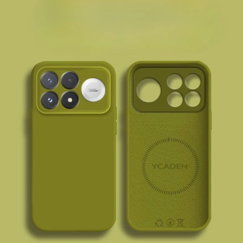 Luxury Built-in Magnetic Liquid Silicone Solid Color Phone Case Cover