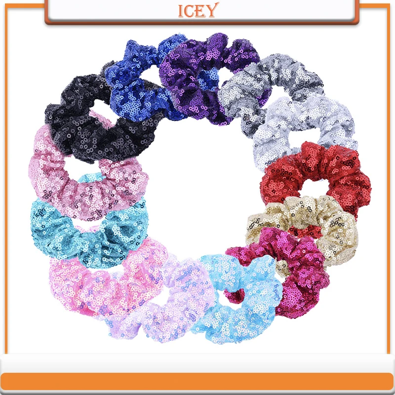 1pc Scrunchie Hair accessories head rope women's cute ball head solid color all-match sequined large intestine hair ring luckymarche le match cannonball ball cap qxrax23111whx