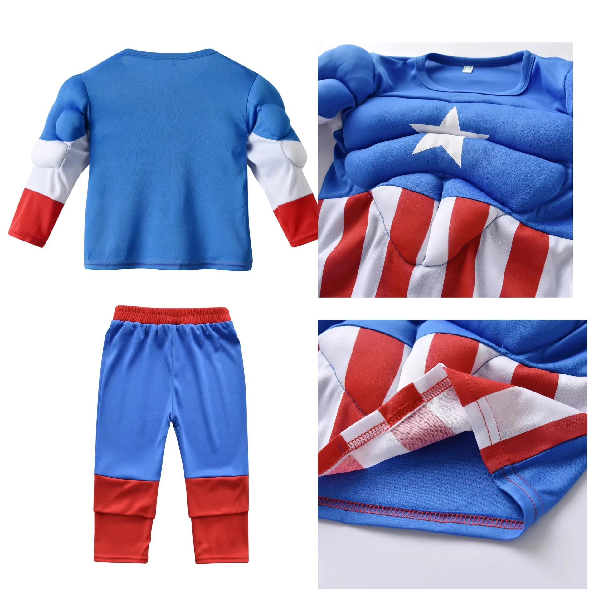 Avengers Superhero Hulk Captain America Spiderman Muscle Suit Halloween Carnival Party Clothes Boys Girls Costume 2