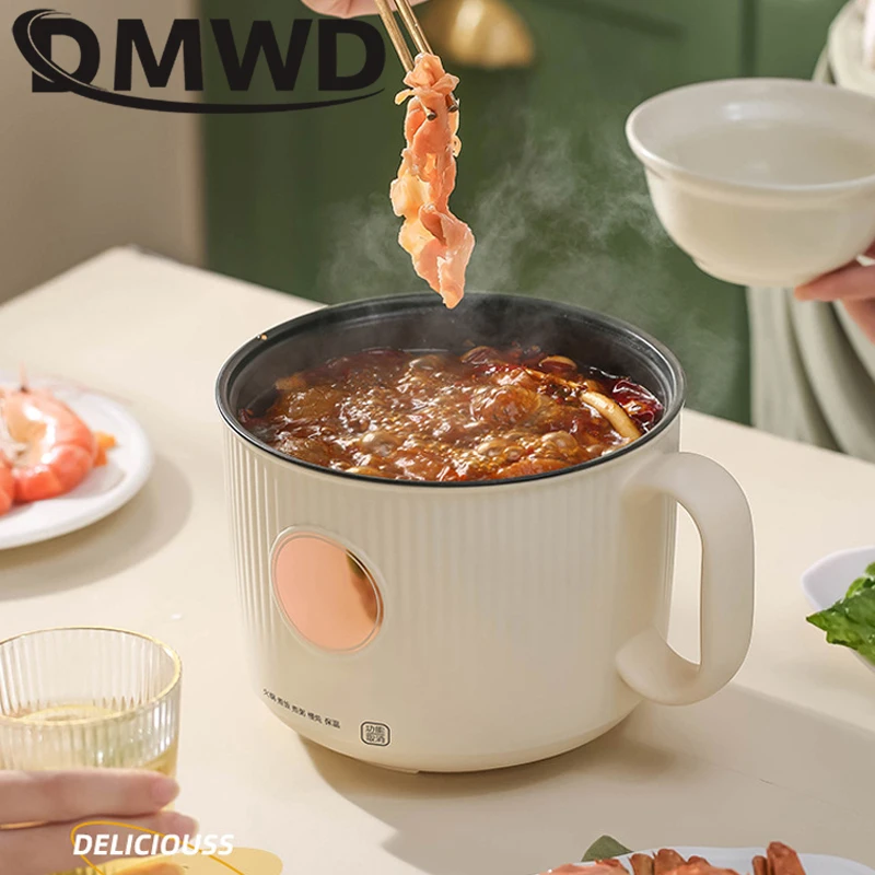 1.7L Multifunction Electric Rice Cooker Smart Mini Noodles Pot Heater Cup Egg Omelette Frying Pan Porridge Soup Stew Cooker 220V 6