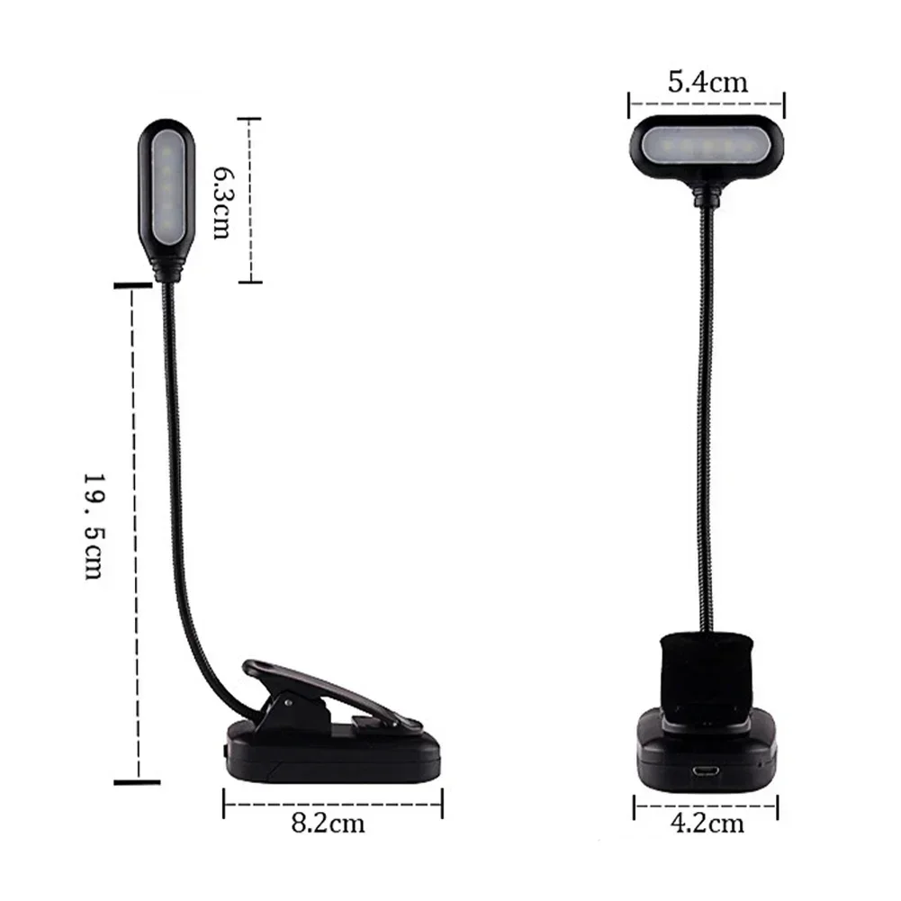 Portable LED Book Light with Flexible Clip - White Daylight Reading Lamp