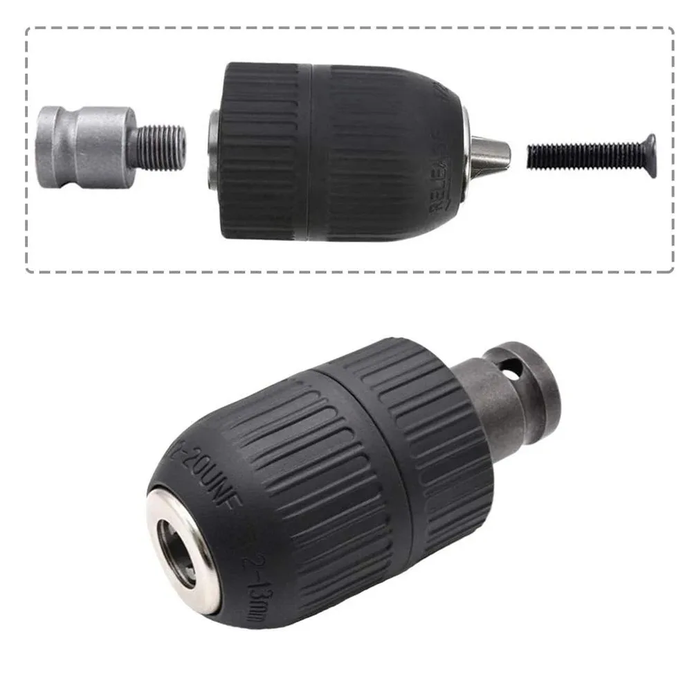 Drill Chuck Drill Chuck With 1/2inch Chuck Socket Square Female Adapter 1/2-20UNF Quick Grip Keyless 2mm~13mm(0.08"~0.51") Clamp Range