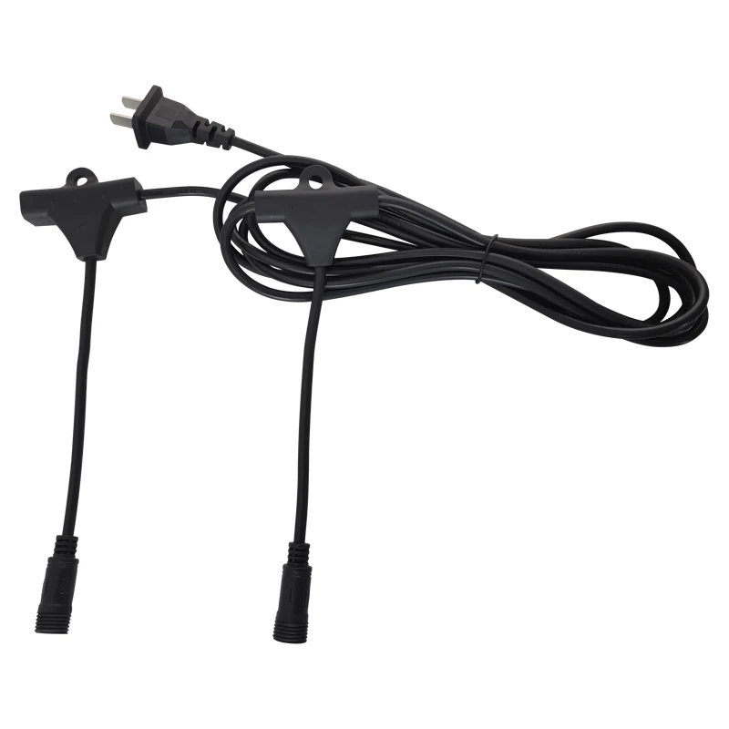 Black 3M US plug Power Cable with 2pcs female connectors Power Supply Wire Extension Cord