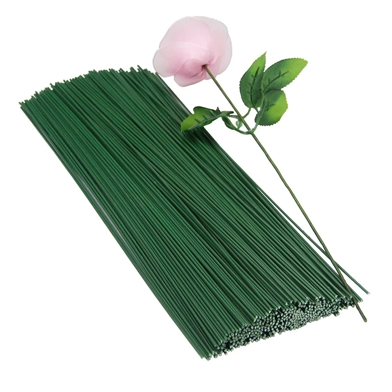 10/50Pcs 20cm Artificial Green Flower Stem DIY Floral Material Handmade Wire Stem Accessoies for
