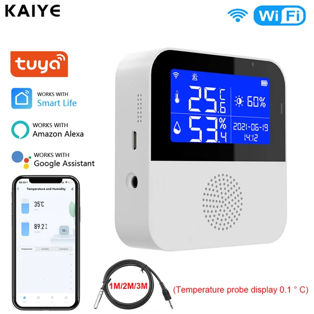 Tuya Wifi Temperature And Humidity Sensor With Lcd Screen Indoor Temperature  And Humidity Abnormal Sensor Smart Home - Thermometer Hygrometer -  AliExpress