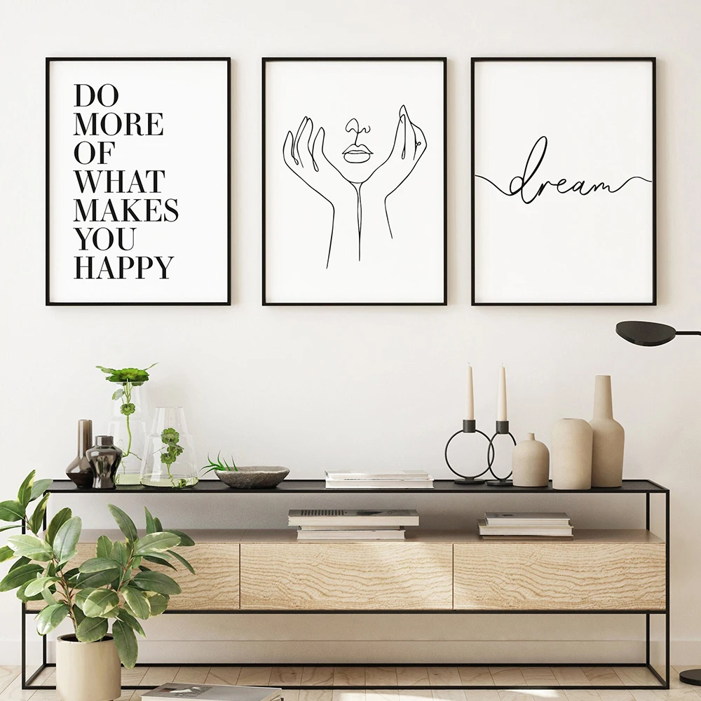

Unframed Black and White Art Prints Modern Home Decor Contemporary Line Abstract Quotre Canvas Painting Wall Pictures