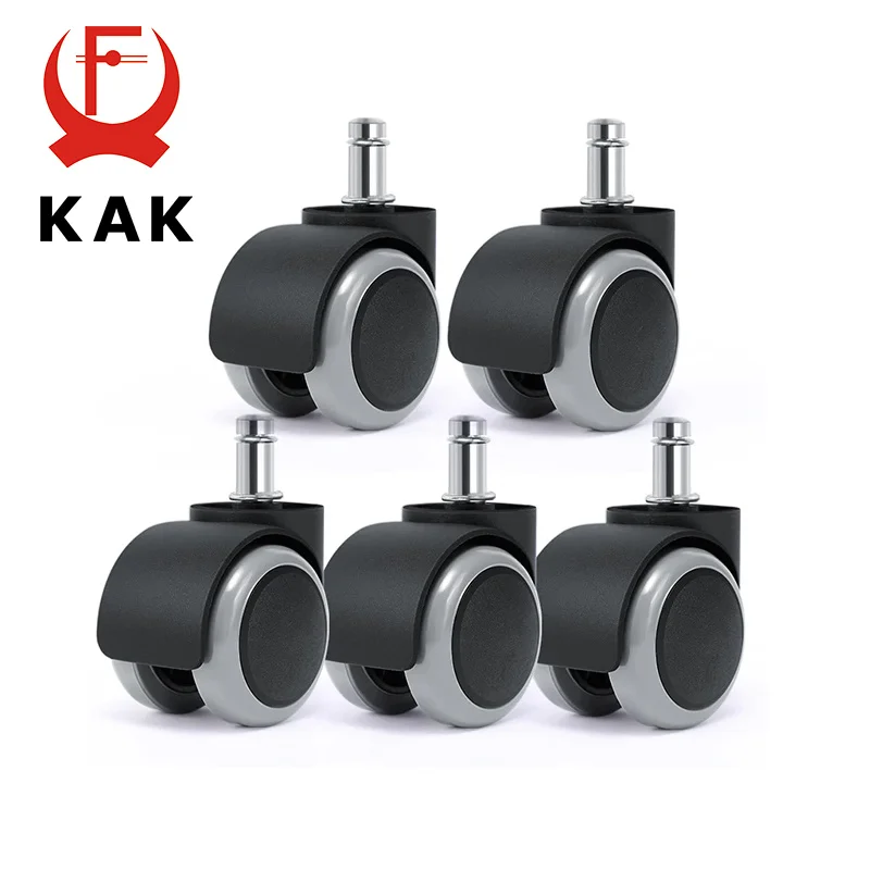 KAK 5pcs 2 inch Universal Swivel Caster Wheels Replacement Gaming Chair Office Chair Casters Trolley Rollers Furniture Hardware