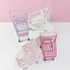 Simulation Supermarket Hand Trolleys Pretend Play Toy Mini Shopping Cart Kids Toys Kids Room Desktop Storage Basket Home Decor 2