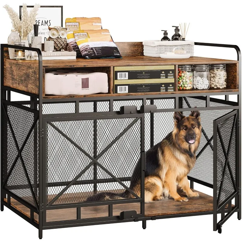 

Dog Crate Furniture,Wooden Dog Crate End Table,43 Inch Dog Kennel with 3 Drawers,Heavy Duty Crate Kennel
