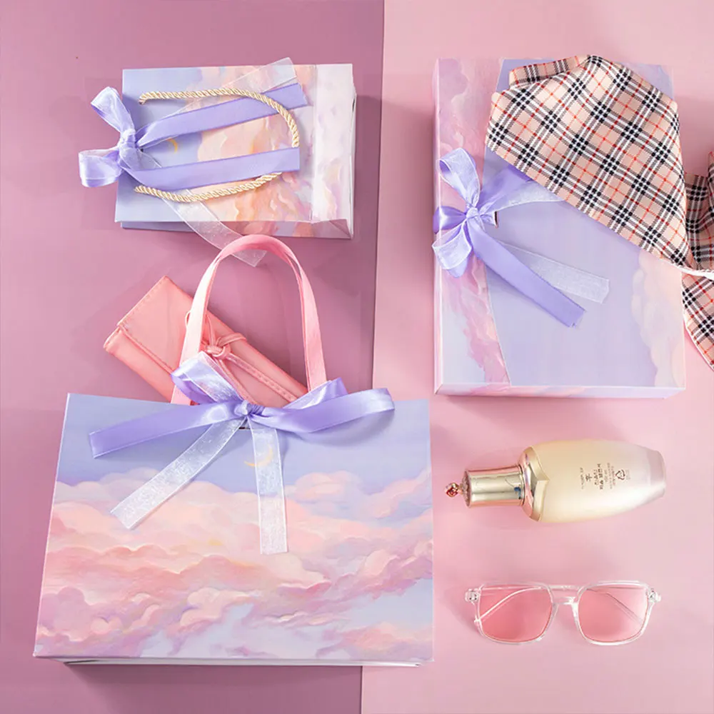 10pcs Oil Painting Paper Jewelry Package Bag Makeup Dust Sack Accessories Clothing Shopping Handbag Pouches Organizer Display
