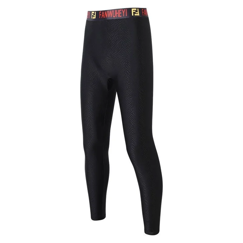 Letter Print Plus Size Swimming Leggings Men's Sports Swimwear Tight Elastic Fitness Pants