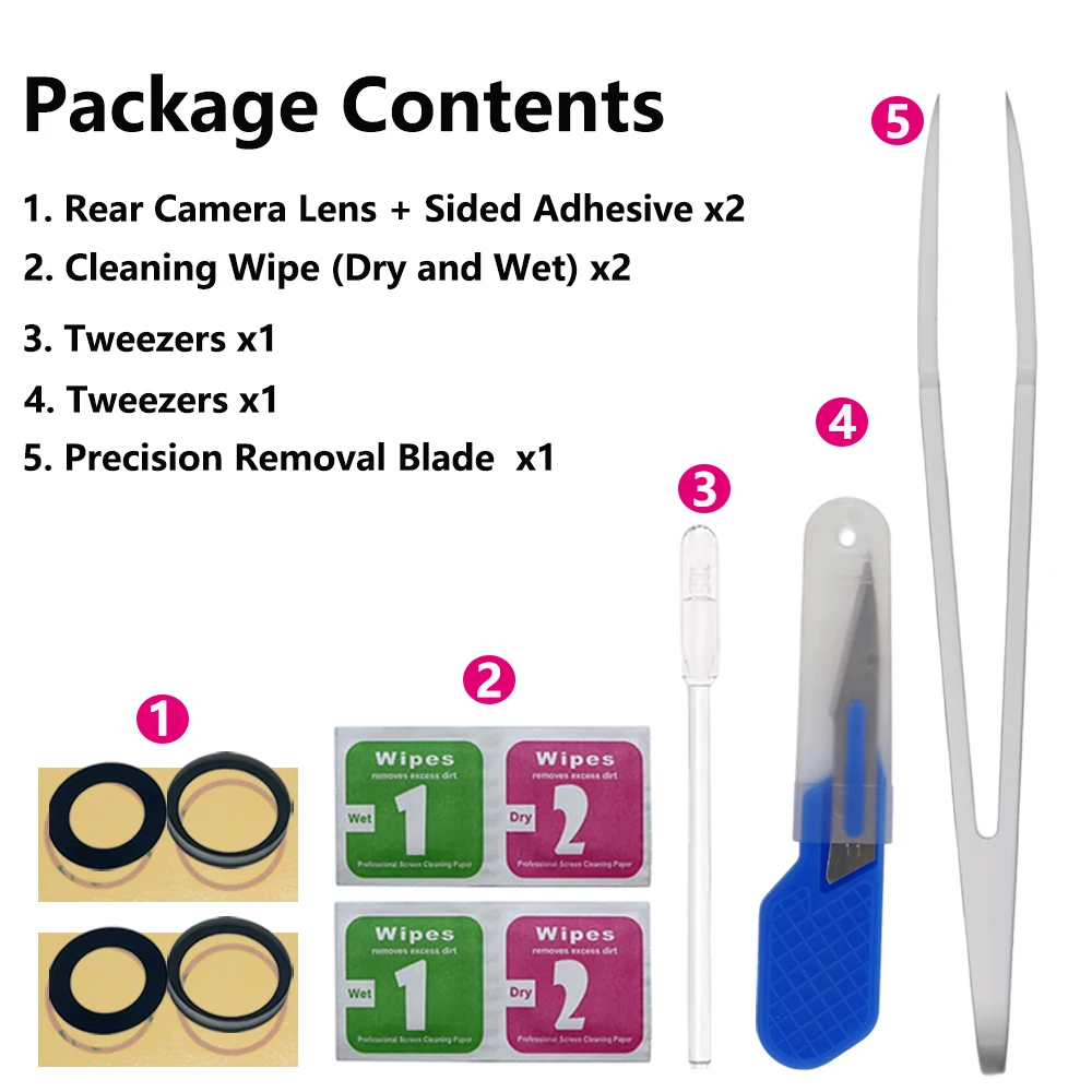 Back Camera Glass Replacement Kit - 2-Pack