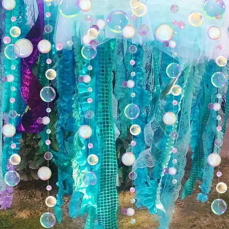 Colorful Bubble Garlands Ocean Themed Party Circle Hanging Banner Under The Sea Party Decorations Mermaid Birthday favor party decorations