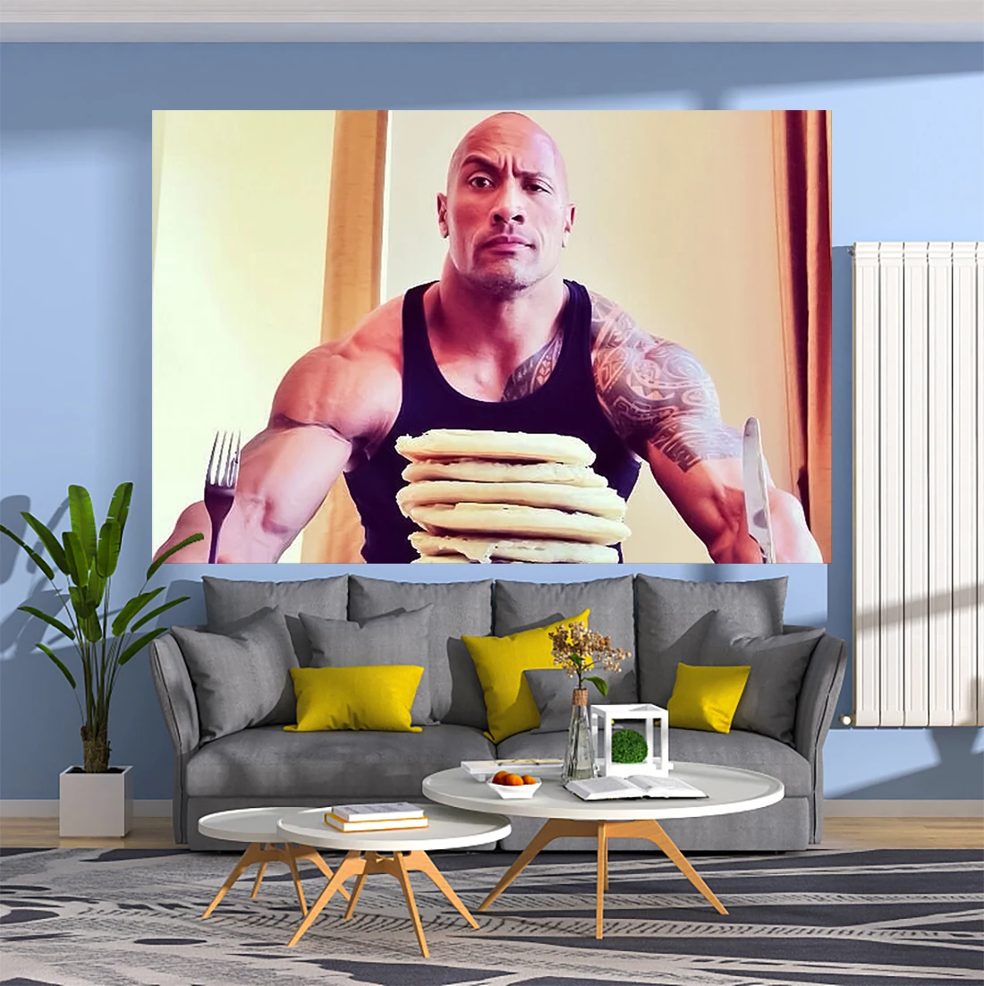 Dwayne Johnson Tapestry Movie Star Funny Meme Printed Wall Hanging Carpets Bedroom Or Home For Decoration