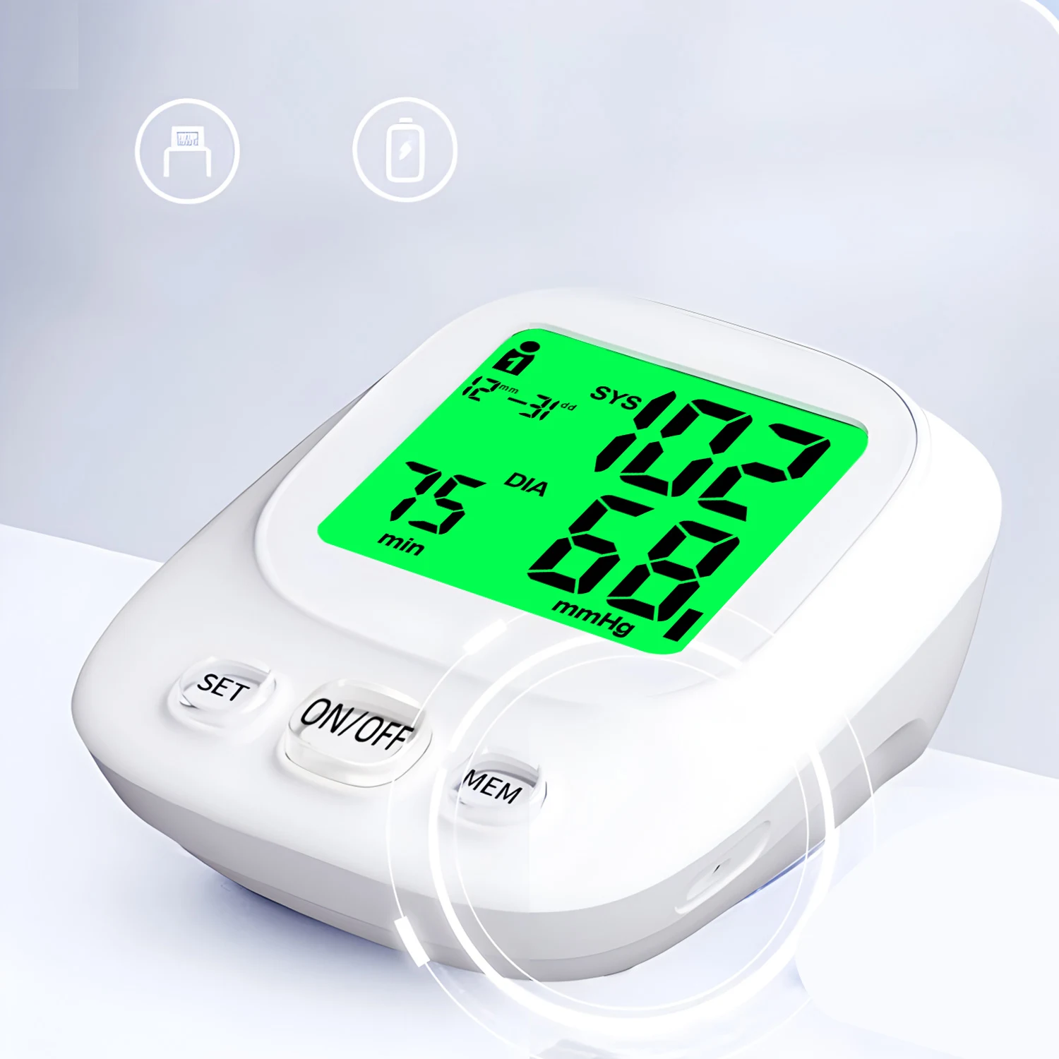 Digital Blood Pressure Monitor Equipment Automatic Sphygmomanometer Medical Portable Tonometer Tensiometer Heart Rate Meter Cuff