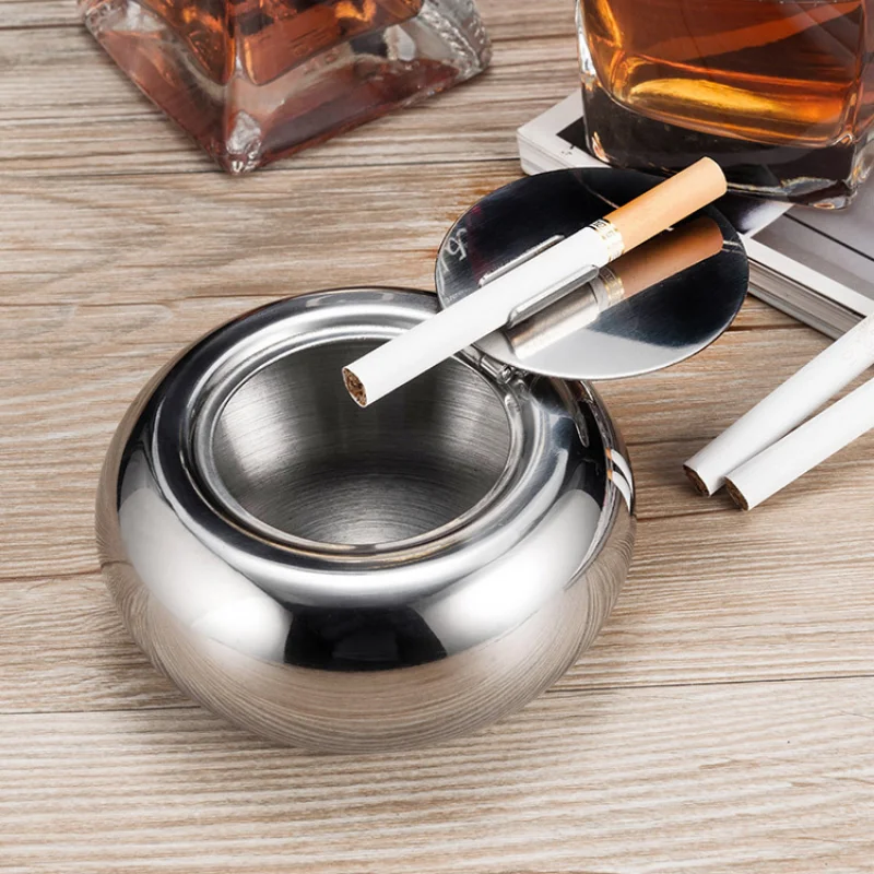 Stainless Steel Ashtray Lid Detachable Outdoor Cigarettes Tray Holder Home Bedroom Office Tabletop Decoration Gift Acc stainless steel ashtray metal ashtray