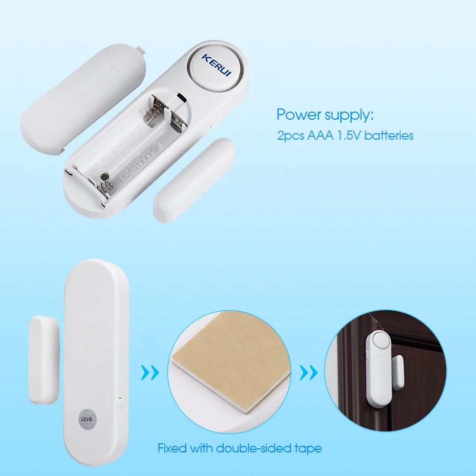 Alarme sans fil KERUI pour porte et fenêtre, 120 dB avec télécommande, portée de 300 pieds, système d'alarme antivol, sécurité domestique 6