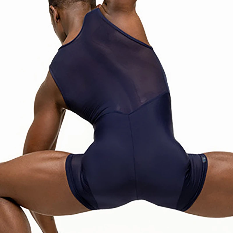 Men Undershirts Leotard Mesh Patchwork Slip Seamless Quick Drying Breathable Bodysuits Yoga Wrestling Singlet Underwear Jumpsuit men undershirt men wrestling singlet
