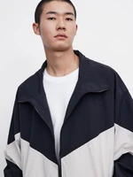 Jackets Men Patchwork Color Loose Zippered Stand Collar Tracksuit Windbreaker Coats Hip Hop Female Streetwear Outwear Color - Image 4