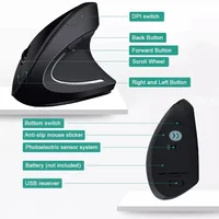 2.4GHz Wireless Vertical Mouse Ergonomic Optical Mice 3 Adjustable DPI 800/1200/1600 6 Buttons for Laptop PC Computer Desktop 2