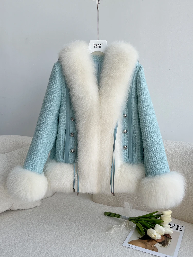 

2023 Top designer fashion fall Winter Real Fox Fur Collar Jacket and coats Vintage Short design fur coats