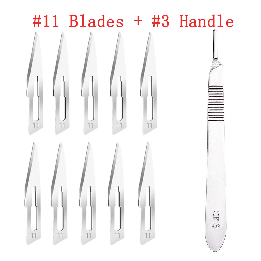 10Pcs Carbon Steel Knife Handle Blade Kit Carving Knife Repair Tools Set DIY Cutting PCB Repair Animal Scalpel Knife Hand Tools