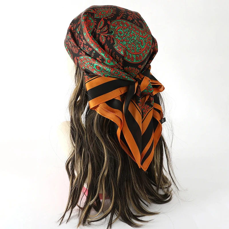 Women Silk Scarf Fashion Hair Scarf Silk Satin Neckerchief scarf women luxury Hair Ties Hair Ornament Female bandana Bag Scarves - 4