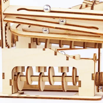 3D Wooden Spiral Marble Run Puzzle Toy Child Mechanical Board Games Building Model Set DIY Montessori DIY Mini Track Balls Gift 4