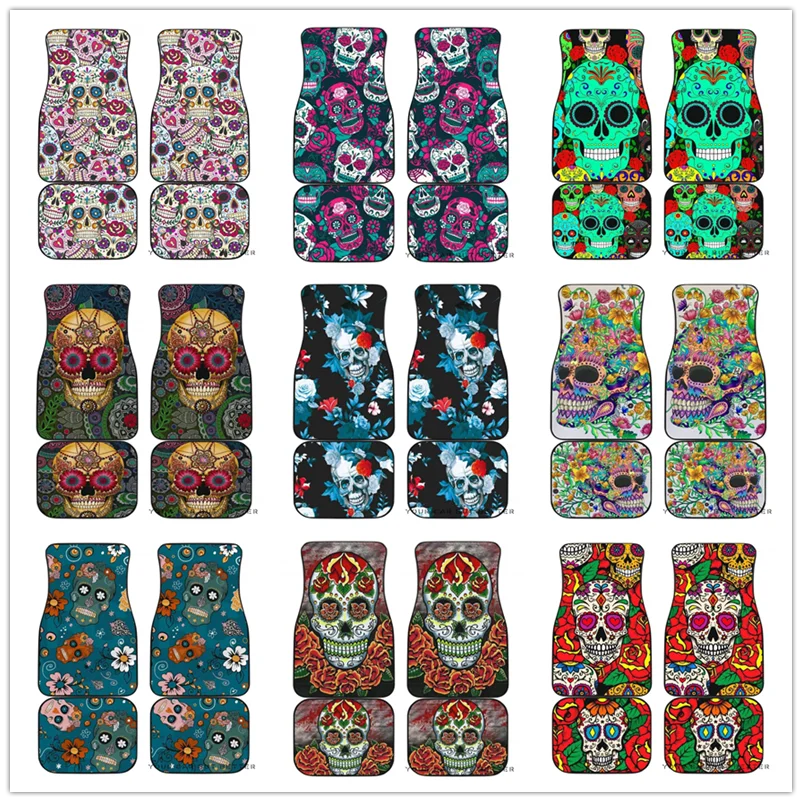 

Противоскользящие коврики, для автомобилей, внедорожников, грузовиков и фургонов, 4 шт., универсальные, подходят к дню мертвых