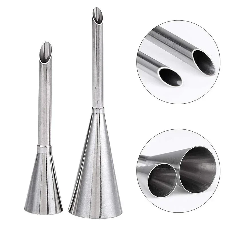 1-4pcs Cream Icing Piping Nozzles Stainless Steel Eclair Puff Nozzles Cupcake Filling Tubes Pastry Injector Syringe Piping Tips cake decorating tip set cake icing nozzles baking nozzle set cake decorating nozzle set