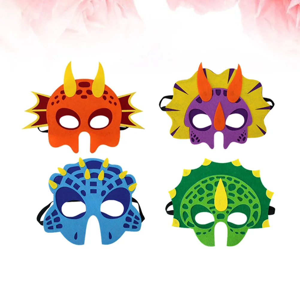 4 Pcs Felt Dinosaur Mask Child Kids Cosplay Inflatable Animal Educational Playthiny