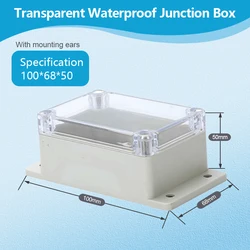Waterproof Transparent Enclosure Box for Outdoor Electronic Projects (100 - 68 - 50 with ears)