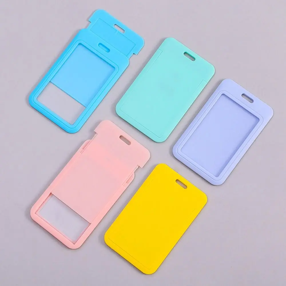 Sliding Card Cover ID Name Badge Holder 1PC for Bus Work Card Chest Pocket Students
