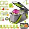 22 in 1 Vegetable Chopper with Stainless Steel Blade Adjustable Slicer And Cutter with Drain Rack Storage Container Kitchen Tool