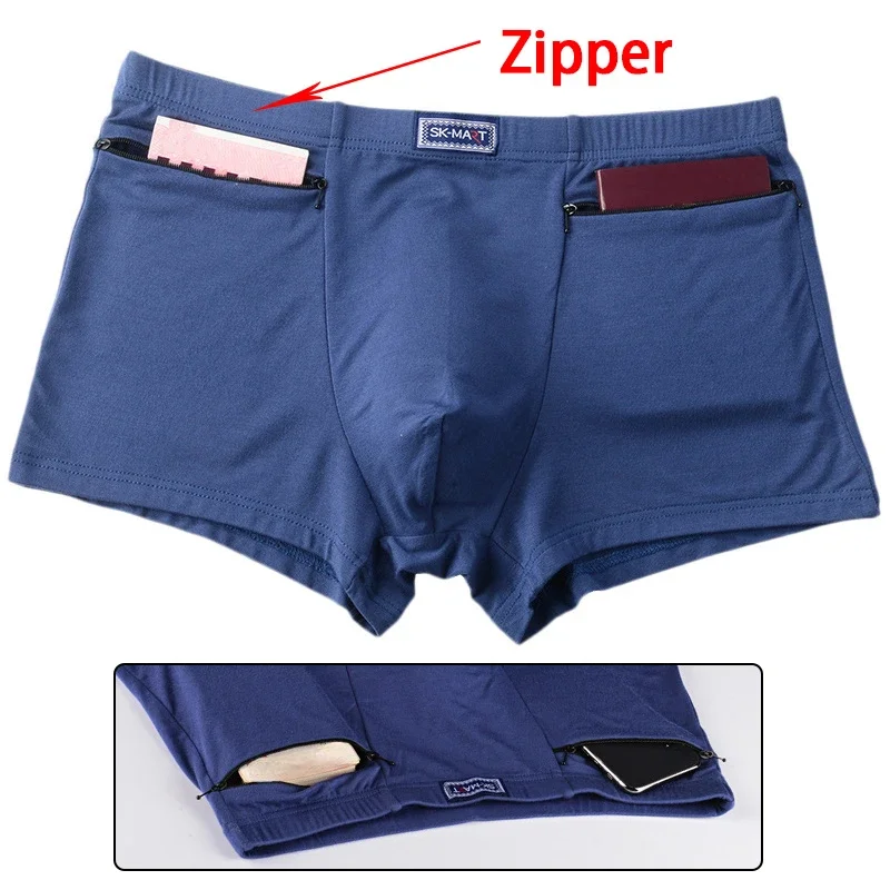 Man Hidden Zippers Underwear with Seamless Condom Pockets Outdoor Travel Secret Bag Lingeire Breathable Boxers for Money Safe 1pc 16 pockets wall wardrobe hanging organizer socks underwear sundries sorting storage bags drop shipping