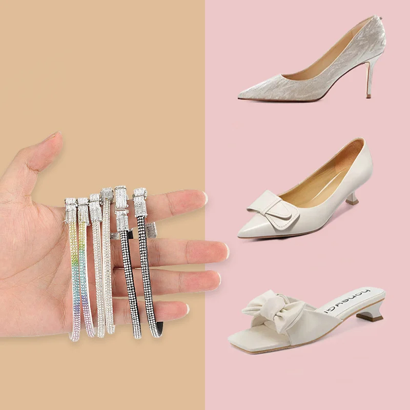 1 Pair High Elastic Shoe Straps Hold Loose High Heels Shoes Band Anti-loose Diamond Shoelaces For Girls Women