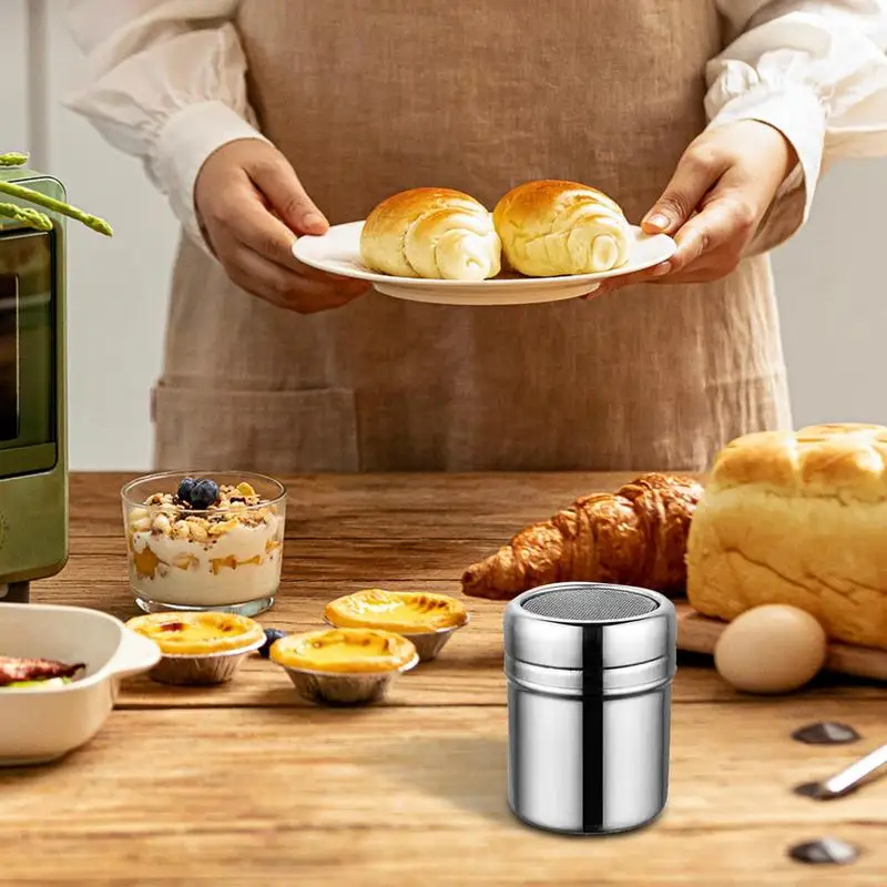 1pcs Powder Sugar Shaker Duster Dredges Stainless Steel Powder Sugar Shaker Cans Jars For Salt Spices And Cocoa