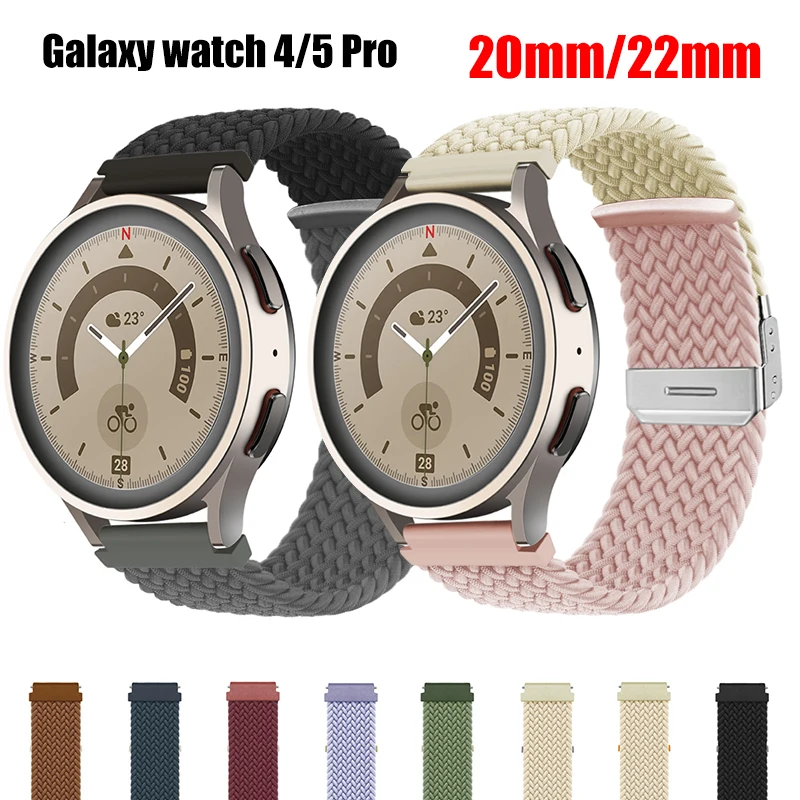 

Ремешок 20 мм 22 мм для Samsung Galaxy Watch 4 44 мм 40 мм, нейлоновый эластичный браслет Classic Gear s3, браслет для Galaxy watch 5 Pro 45 мм