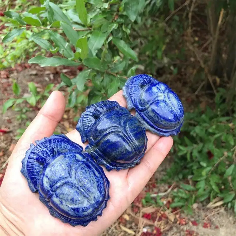 Natural Lapis Lazuli Beetle Crystal Carving Healing Crafts Animal Statue Home Room Decoration Ornaments 1pcs 2