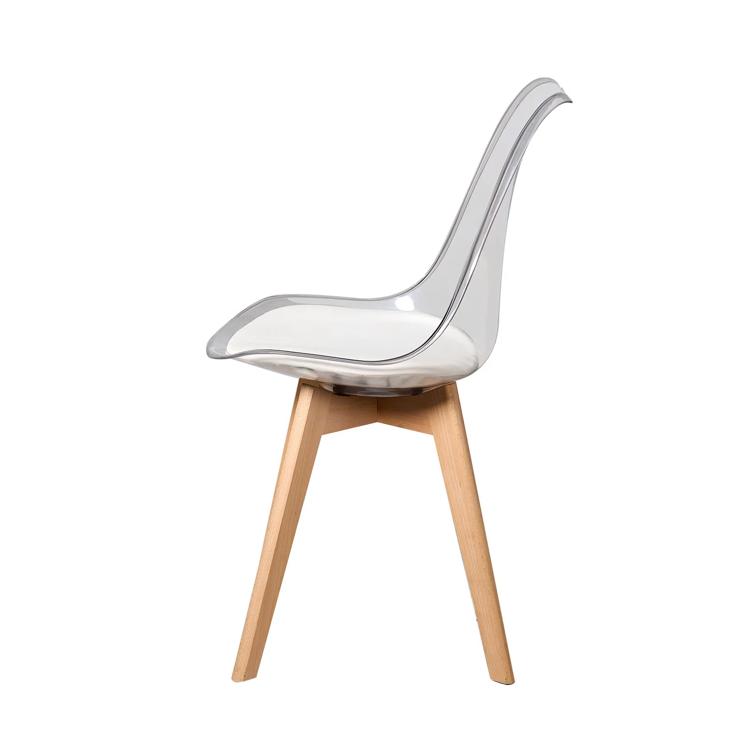 Set of Transparent Dining Chair Wood Legs Modern Comfortable