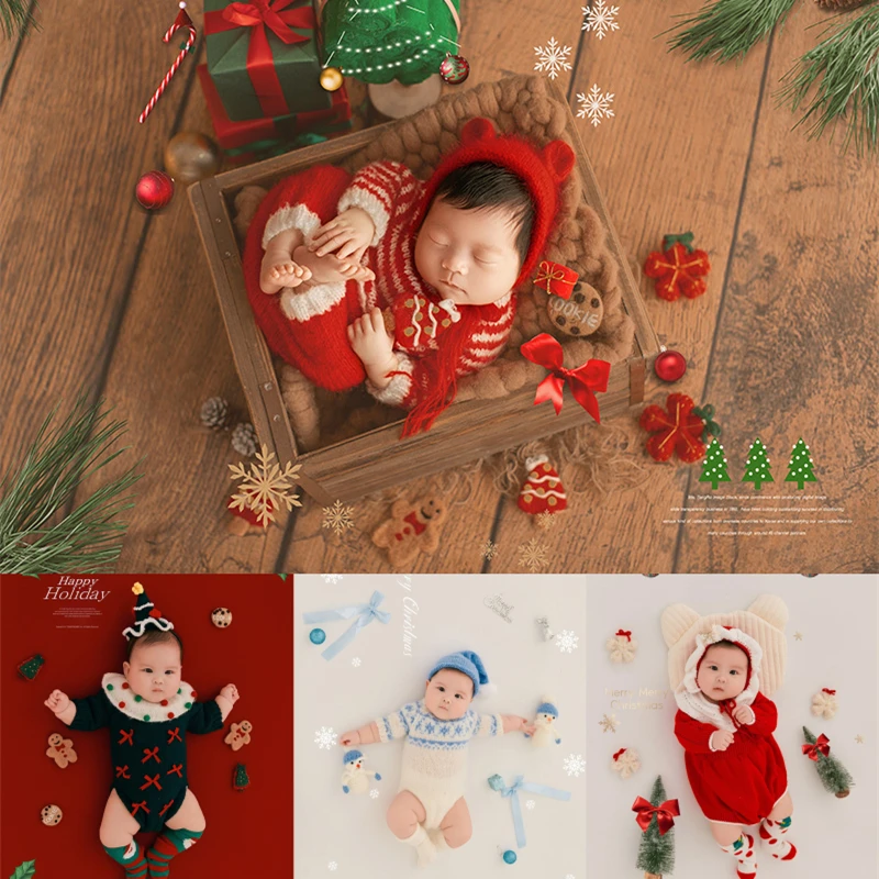Dvotinst Newborn Photography Props Cute Outfits Hat Dolls Christmas Theme Fotografia Accessories Studio Shooting Photo Props